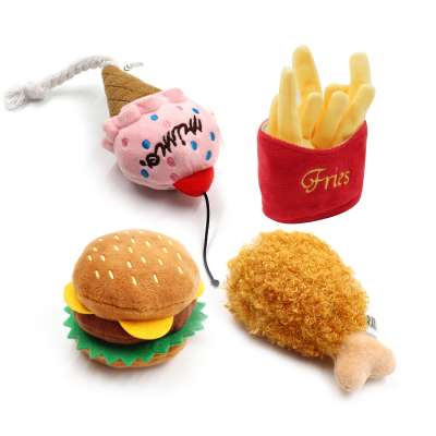 Chicken Finger and Burger Shape Squeaky Toys, Squeaky Dog Toys Dog Chew Toy Tooth Bit Resistant Pet Training